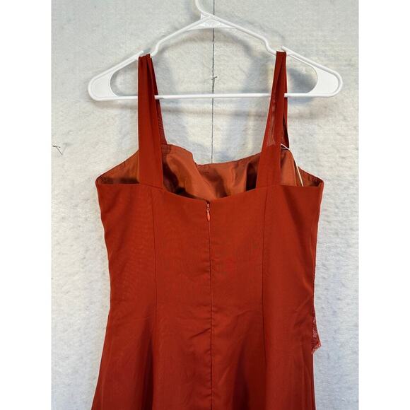 NWT Red Satin Strapless Wedding Prom Dress Lace and Sheer Overlay XS/S - Picture 11 of 11